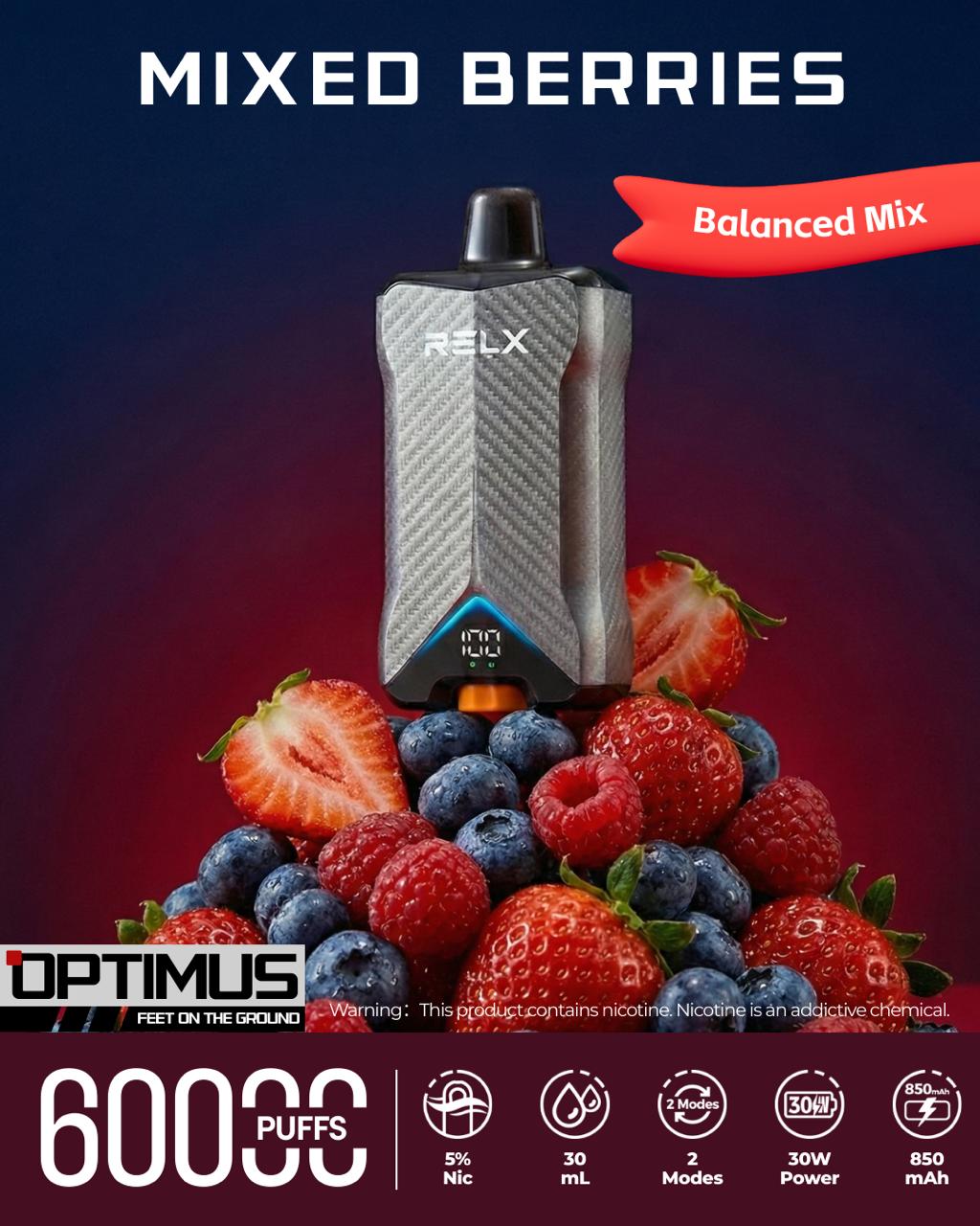 RELX Optimus 60000 Puffs Disposable Vape 50mg in UAE