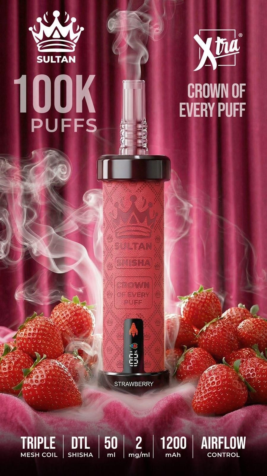 XTRA SULTAN 100K Puffs DTL Shisha 2mg Disposable Vape in UAE