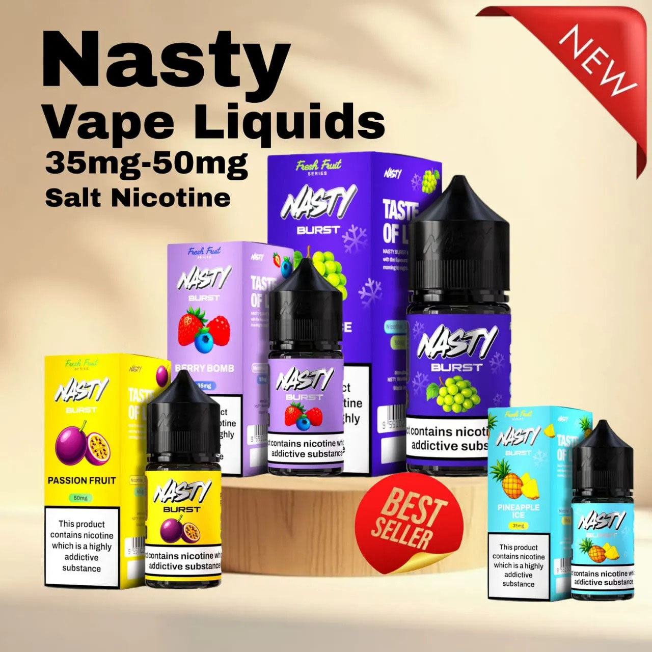 Nasty Burst Salt Nic 30ml 35mg & 50mg E-Liquid In DUBAI