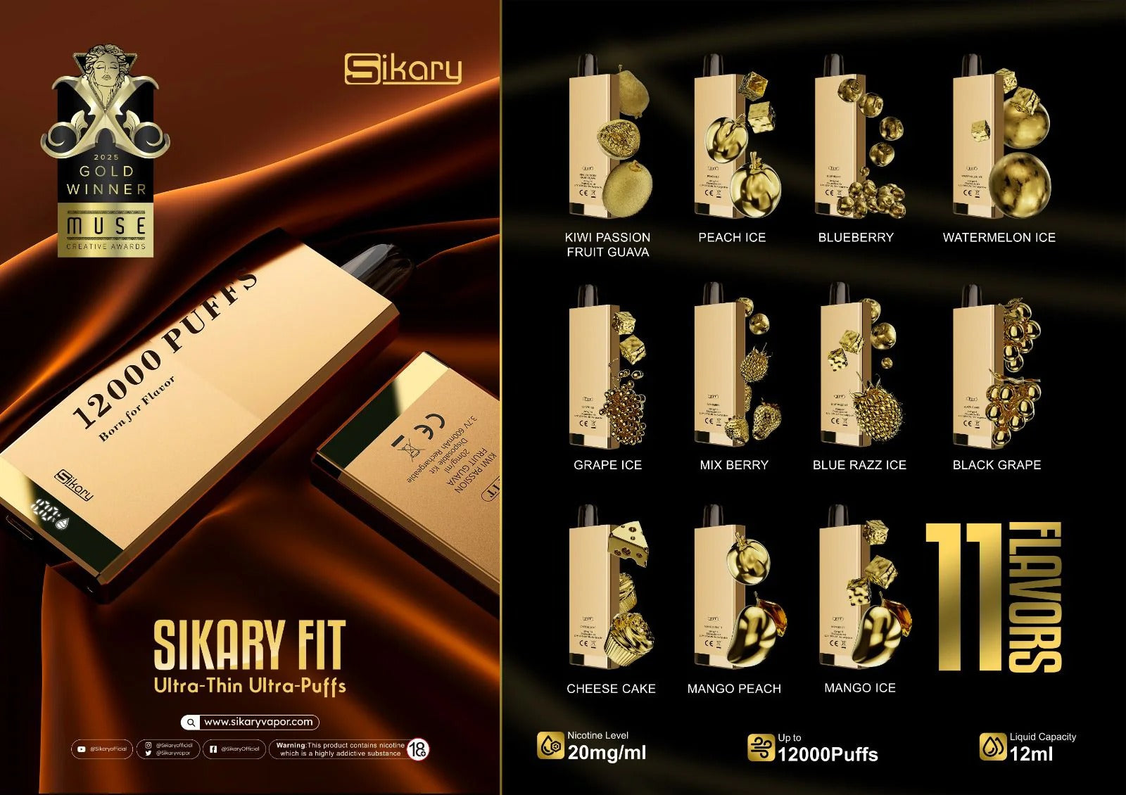 SIKARY FIT 12000 Puffs Disposable Vape in UAE