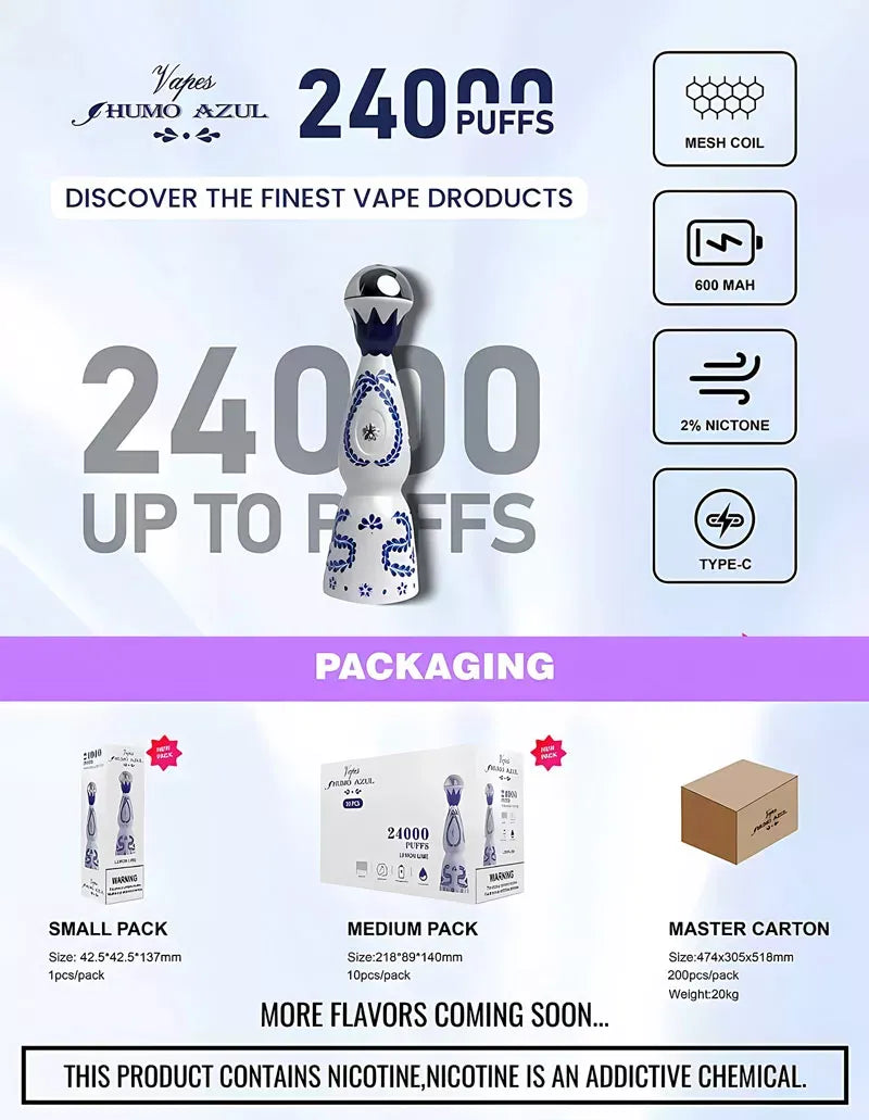 Humo AZUL 24000 Disposable Vape 24K Puffs Tequila Design Vape Smoke uae Humo AZUL 24000 Disposable Vape 24K Puffs Tequila Design Vape Smoke uae
